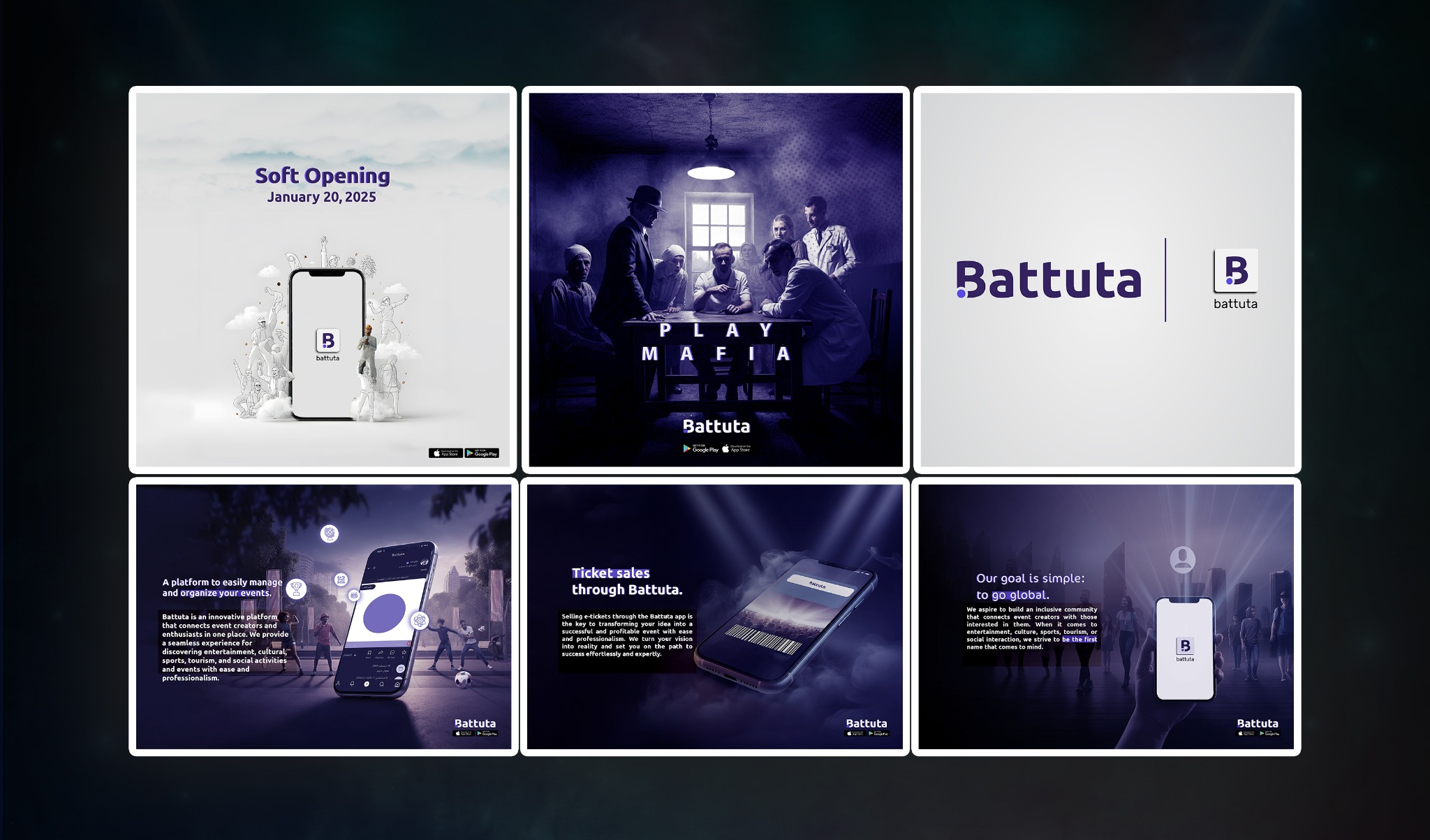 Battuta app launch and social media creative designs