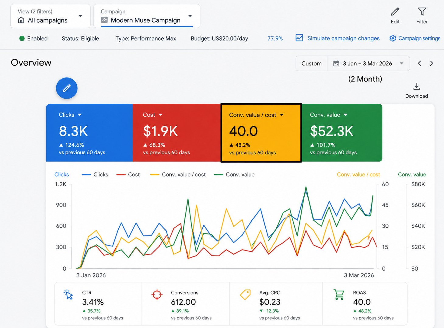 Google Performance Max beauty campaign results